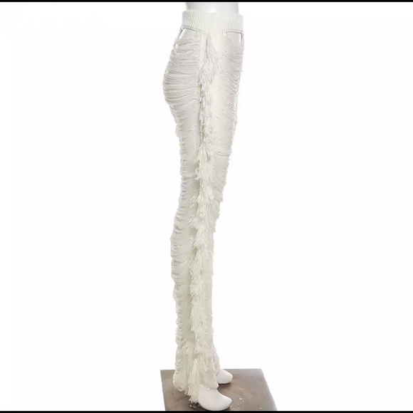 SMALL Tulum White Knit Pants I CHIC BOHO BEACH COVERUP POOL PARTY BURNING-MAN - Picture 3 of 3